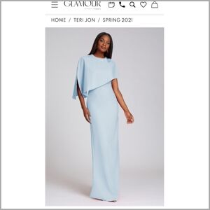 Rickie Freeman Terri Jon crepe cape dress size 14 NWT